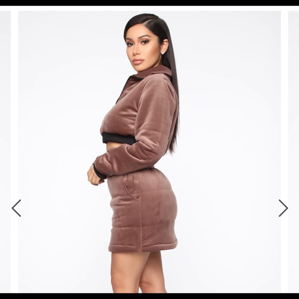 NWT velour zip jacket & skirt